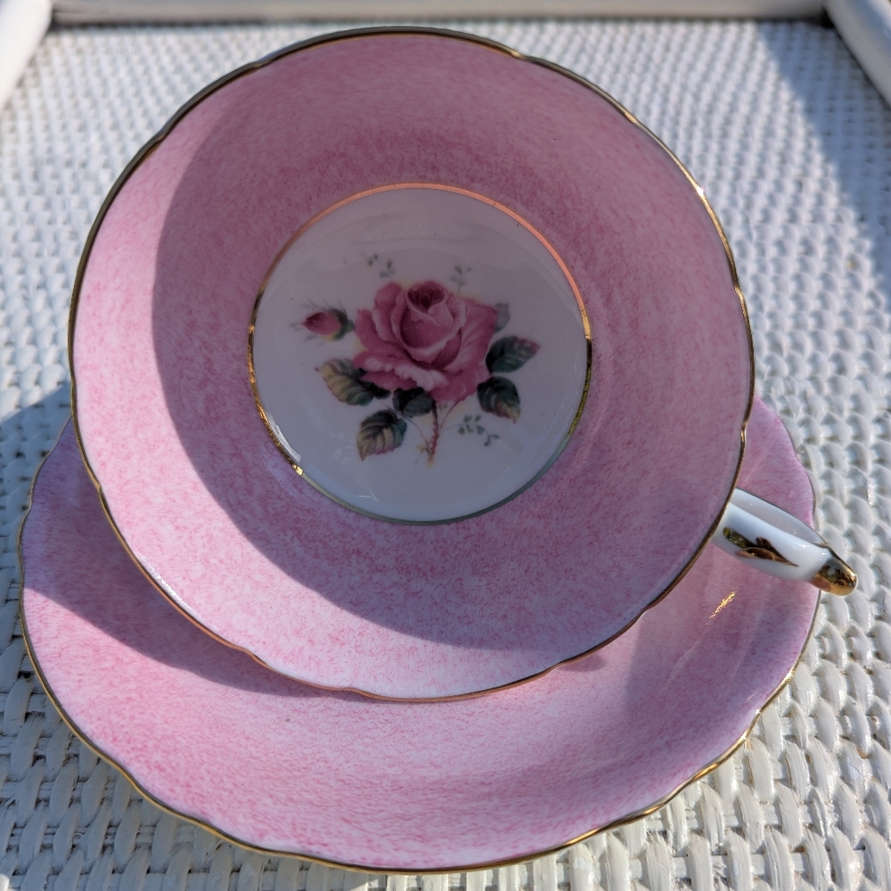 PARAGON Double Warrent Tea Cup With A Floating Pink Cabbage Rose - Picture 2 of 12